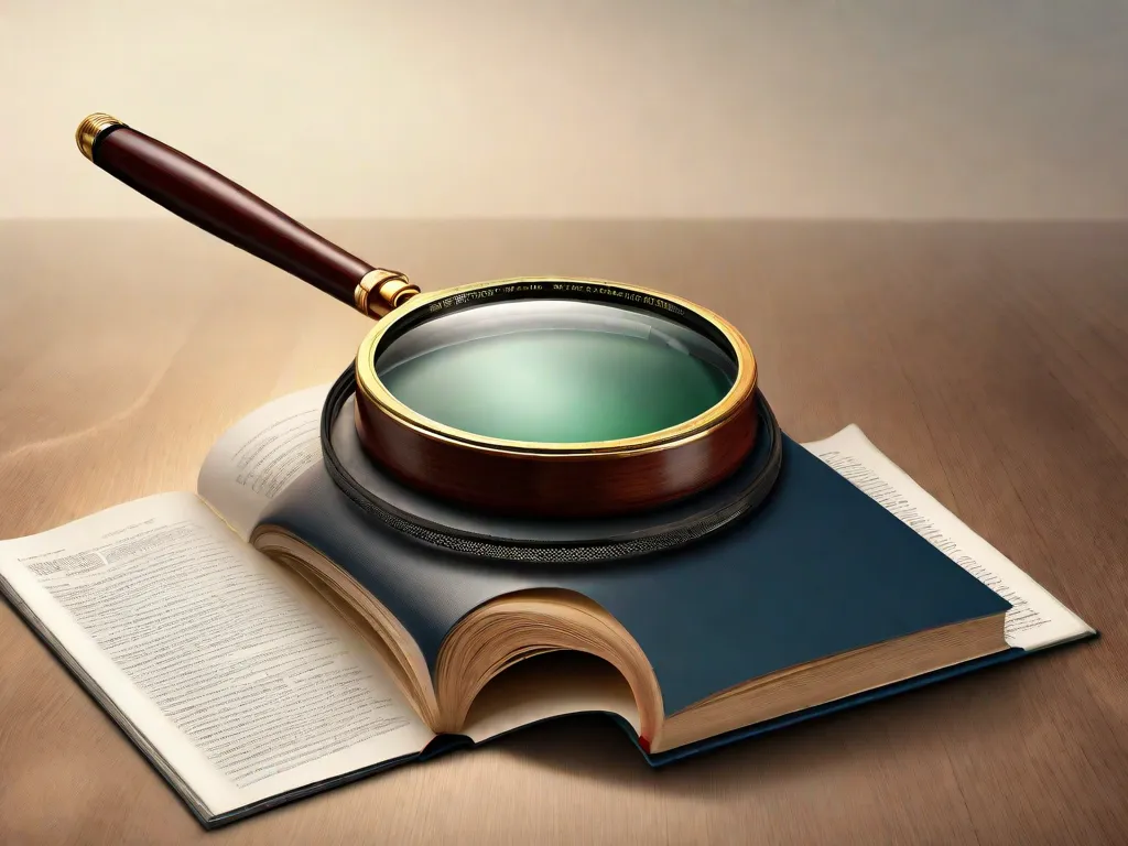 Descrição: Uma imagem de um livro aberto com uma lupa colocada em cima, simbolizando a importância de aprender e entender valores e moralidade. O livro representa o conhecimento, enquanto a lupa significa a necessidade de examinar de perto e refletir sobre princípios éticos para cultivar uma bússola moral forte.